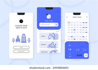 Diseño de Vector App de reserva de viaje en eps 10