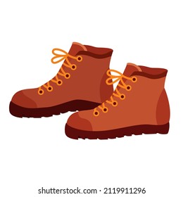 Travel Boots isolated on white background. Footwear for walking or Travel. Hiking Shoes. Tourism and traveling concept. Equipment for tourism, hiking, climbing, adventure, travel, rest