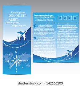 Travel Brochure with airplane and compass