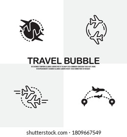 Travel bubble icon set vector illustration. New travel trends. New normal lifestyle of traveling.