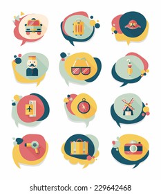 Travel bubble speech banner design flat background set, eps10