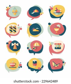 Travel bubble speech banner design flat background set, eps10