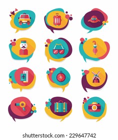 Travel bubble speech banner design flat background set, eps10