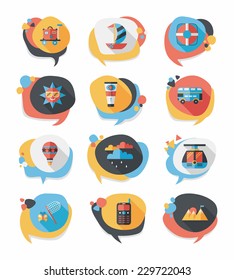 Travel bubble speech banner design flat background set, eps10