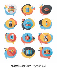 Travel bubble speech banner design flat background set, eps10