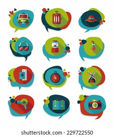 Travel bubble speech banner design flat background set, eps10
