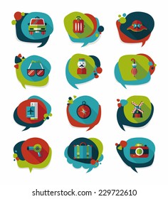 Travel bubble speech banner design flat background set, eps10