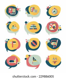 Travel bubble speech banner design flat background set, eps10