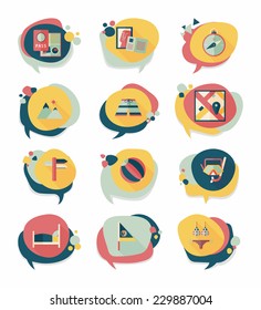 Travel bubble speech banner design flat background set, eps10