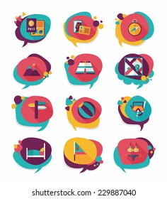Travel bubble speech banner design flat background set, eps10