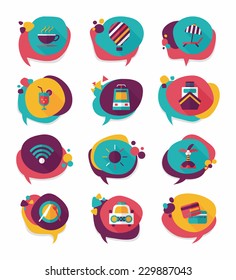 Travel bubble speech banner design flat background set, eps10