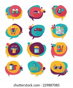 Travel bubble speech banner design flat background set, eps10