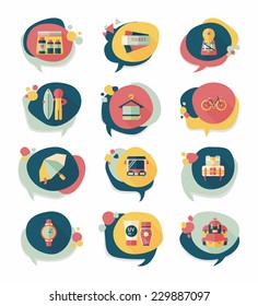 Travel bubble speech banner design flat background set, eps10
