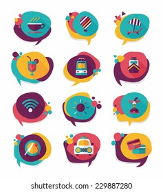 Travel bubble speech banner design flat background set, eps10