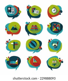 Travel bubble speech banner design flat background set, eps10