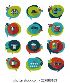 Travel bubble speech banner design flat background set, eps10