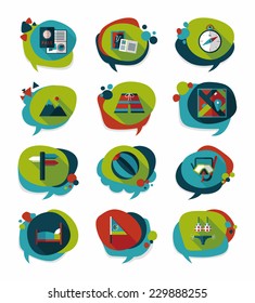 Travel bubble speech banner design flat background set, eps10