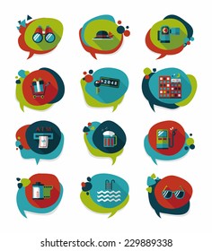 Travel bubble speech banner design flat background set, eps10