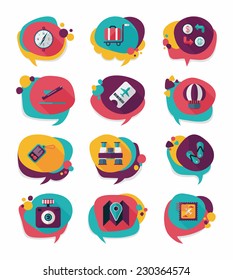 Travel bubble speech banner design flat background set, eps10