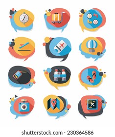 Travel bubble speech banner design flat background set, eps10