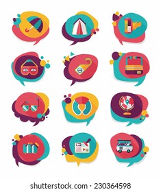 Travel bubble speech banner design flat background set, eps10