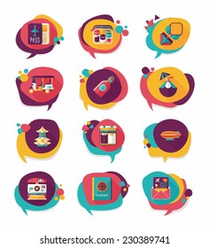 Travel bubble speech banner design flat background set, eps10