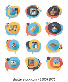 Travel bubble speech banner design flat background set, eps10