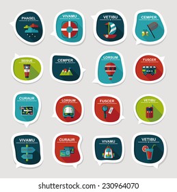 Travel bubble speech banner design flat background set, eps10