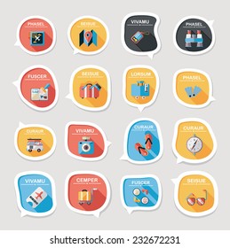 Travel bubble speech banner design flat background set, eps10, dummy text