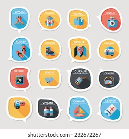 Travel bubble speech banner design flat background set, eps10, dummy text