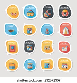 Travel bubble speech banner design flat background set, eps10, dummy text