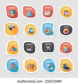 Travel bubble speech banner design flat background set, eps10, dummy text