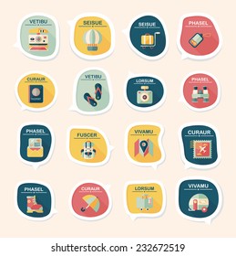Travel bubble speech banner design flat background set, eps10, dummy text
