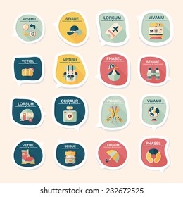 Travel bubble speech banner design flat background set, eps10, dummy text