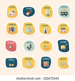 Travel bubble speech banner design flat background set, eps10, dummy text
