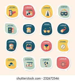 Travel bubble speech banner design flat background set, eps10, dummy text