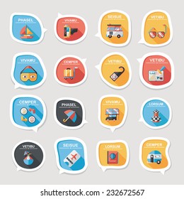 Travel bubble speech banner design flat background set, eps10, dummy text
