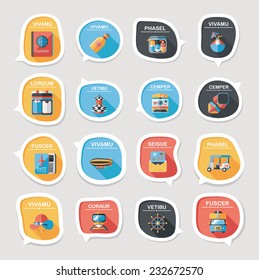 Travel bubble speech banner design flat background set, eps10, dummy text