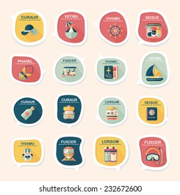 Travel bubble speech banner design flat background set, eps10, dummy text