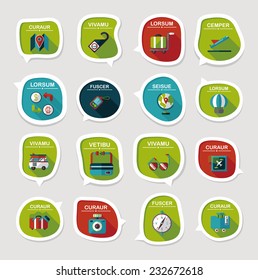 Travel bubble speech banner design flat background set, eps10, dummy text