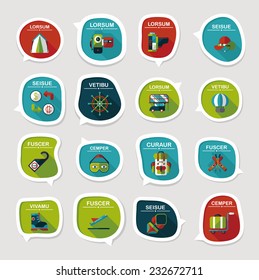 Travel bubble speech banner design flat background set, eps10, dummy text