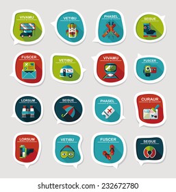 Travel bubble speech banner design flat background set, eps10, dummy text