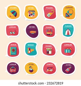 Travel bubble speech banner design flat background set, eps10, dummy text
