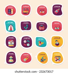 Travel bubble speech banner design flat background set, eps10, dummy text
