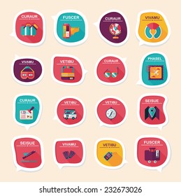 Travel bubble speech banner design flat background set, eps10, dummy text