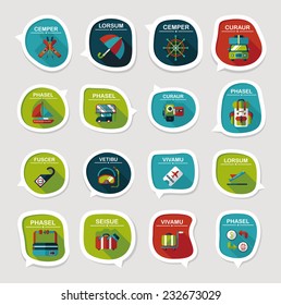 Travel bubble speech banner design flat background set, eps10, dummy text