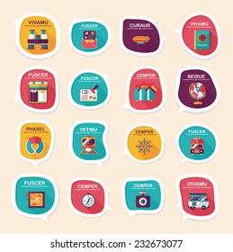 Travel bubble speech banner design flat background set, eps10, dummy text