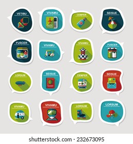 Travel bubble speech banner design flat background set, eps10, dummy text