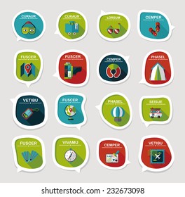 Travel bubble speech banner design flat background set, eps10, dummy text