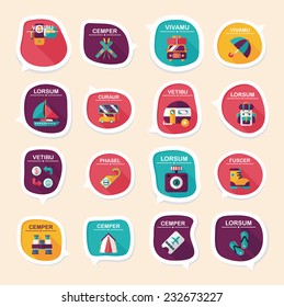 Travel bubble speech banner design flat background set, eps10, dummy text